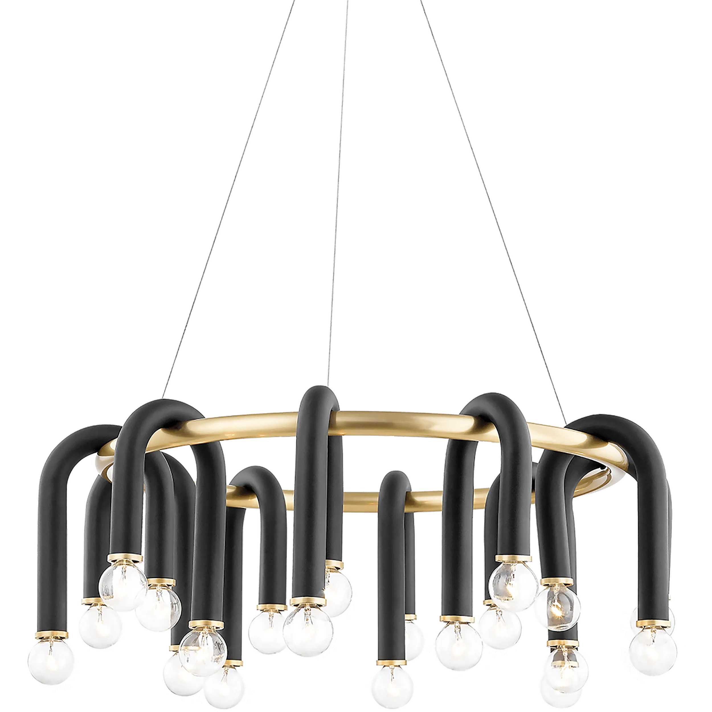 Whit 20 Light Chandelier, Aged Brass/Black