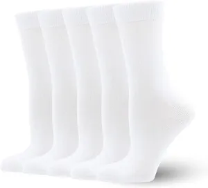 Women's Soft Thin Bamboo Crew Socks, Fit Stretchy Casual, Business, Dress Calf Sock 5 Pairs