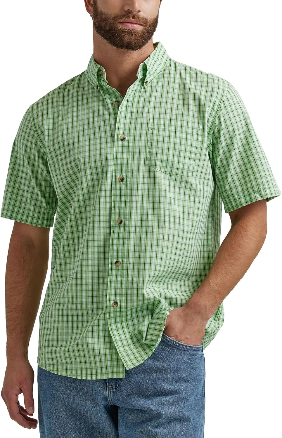 Wrangler Authentics Men's Short Sleeve Classic Plaid Shirt