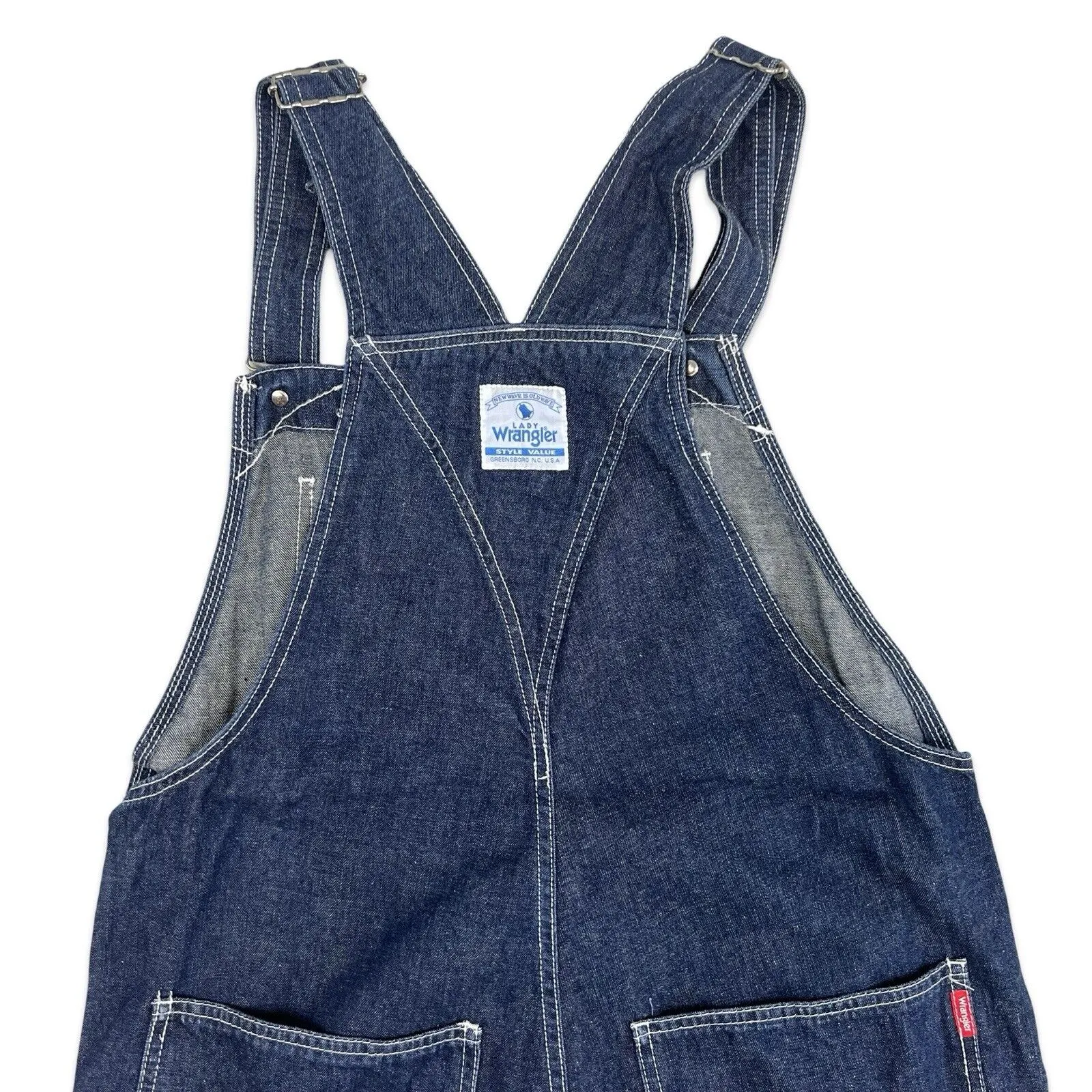 WRANGLER BLUE BELL LADIES DENIM DUNGAREES ROCKABILLY USA WORKWEAR LADY 34”W 34”L