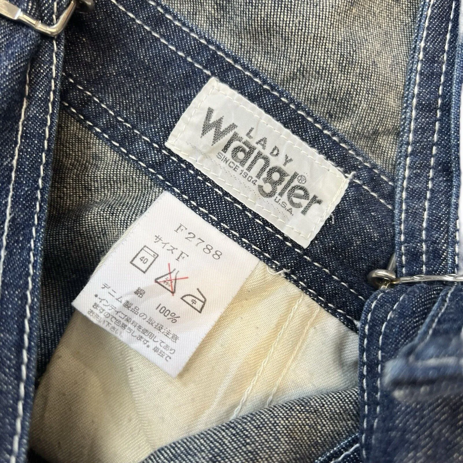 WRANGLER BLUE BELL LADIES DENIM DUNGAREES ROCKABILLY USA WORKWEAR LADY 34”W 34”L