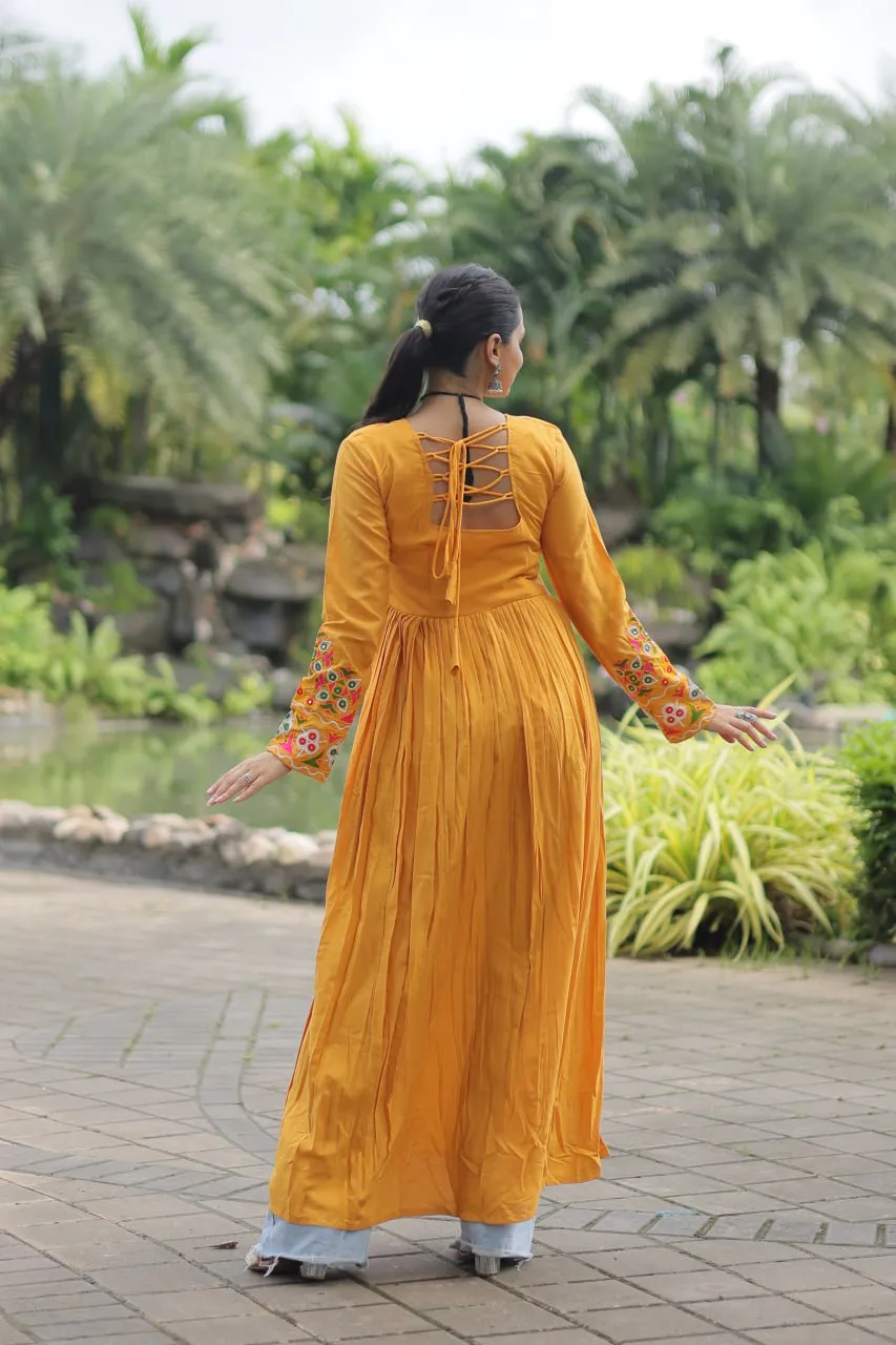Yellow Designer Printed Kurti