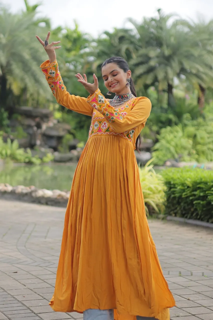 Yellow Designer Printed Kurti