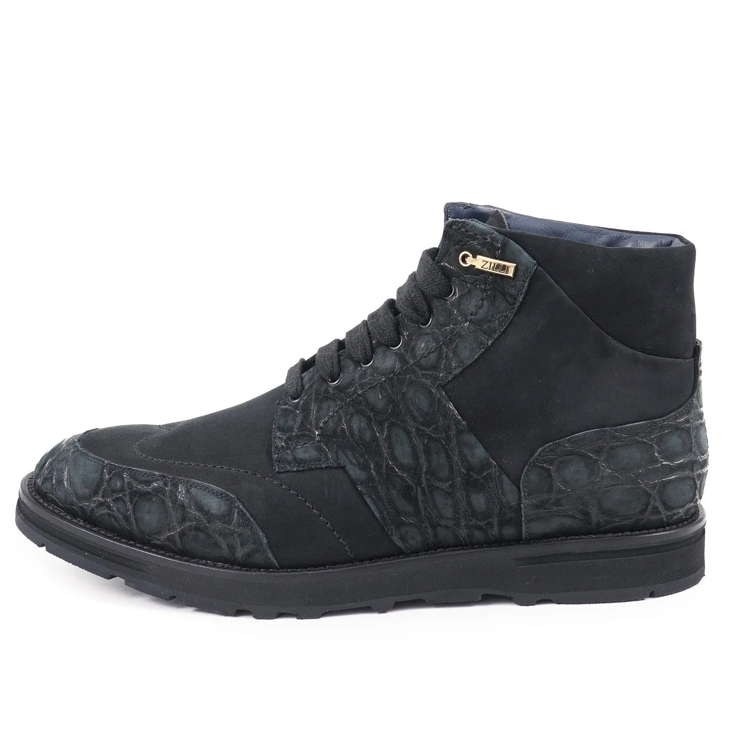 Zilli Crocodile and Nubuck Calf Ankle Boots